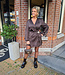 Zijdelook Overslagdress Donkerbruin
