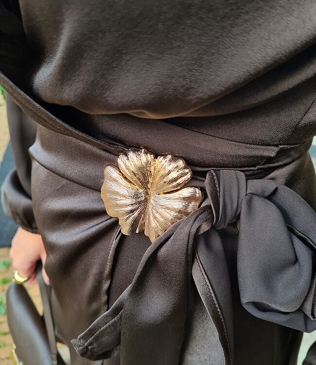 Zijdelook Overslagdress Donkerbruin