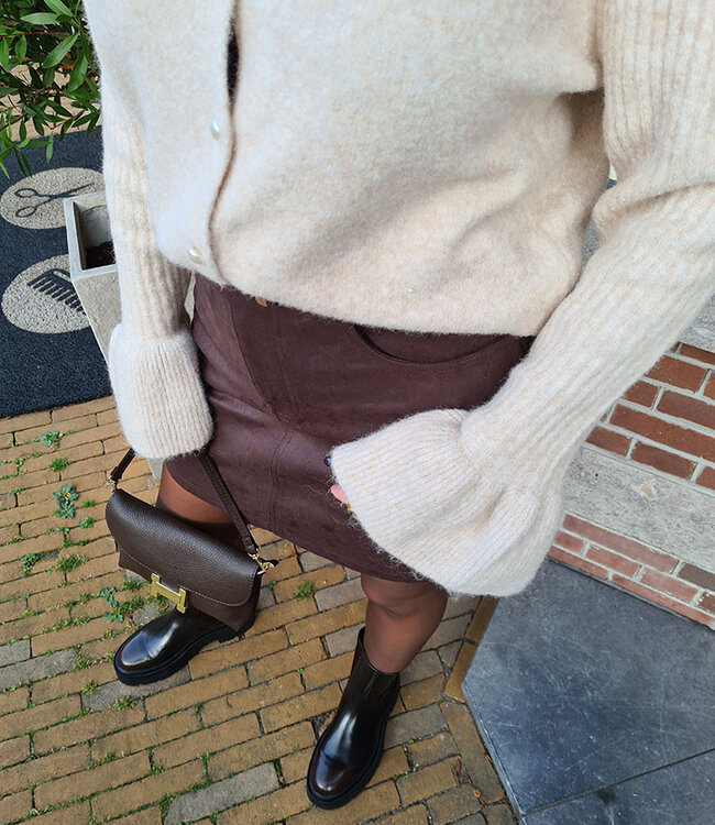 Vest Parelknoopjes Uitlopende Mouw Crème