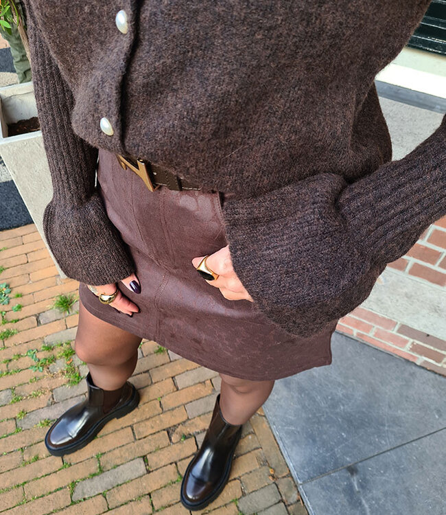 Vest Parelknoopjes Uitlopende Mouw Bruin