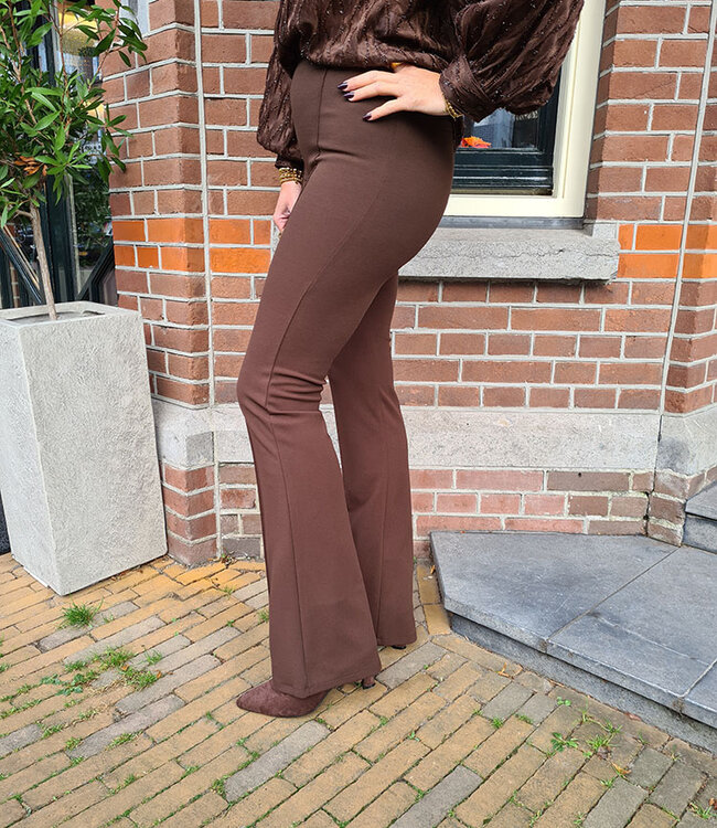 Stretchie Flared Pantalon Donkerbruin