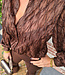 Blouse Shimmer Golvende Print Bruin
