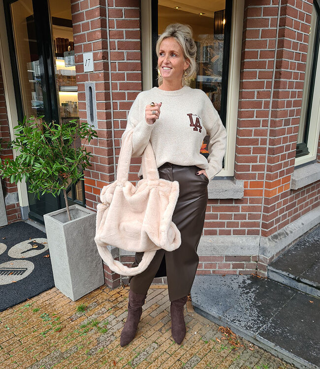 Faux Fur Shopper XL Crème