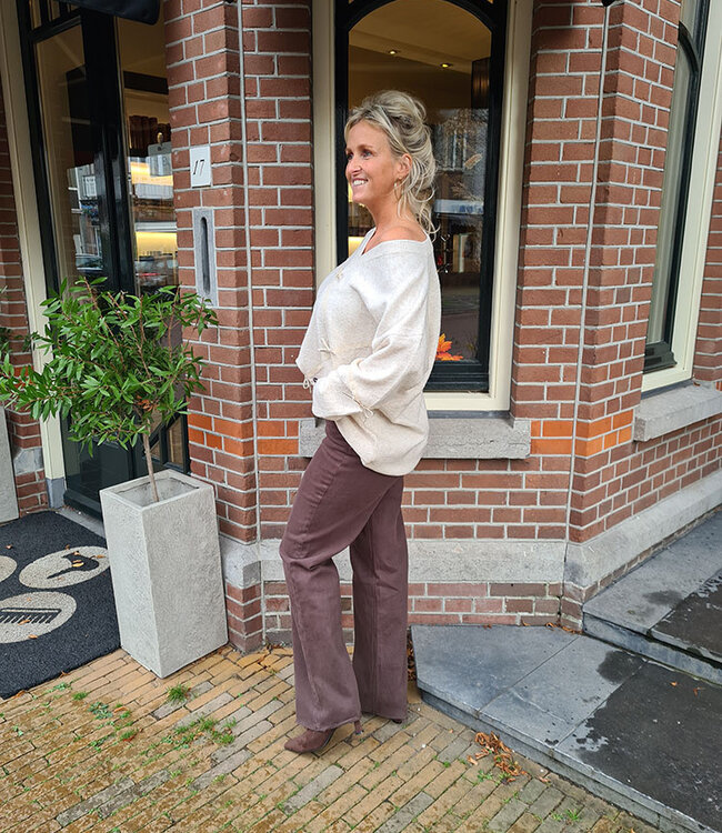 Oversized Tuniek met Strikjes Crème