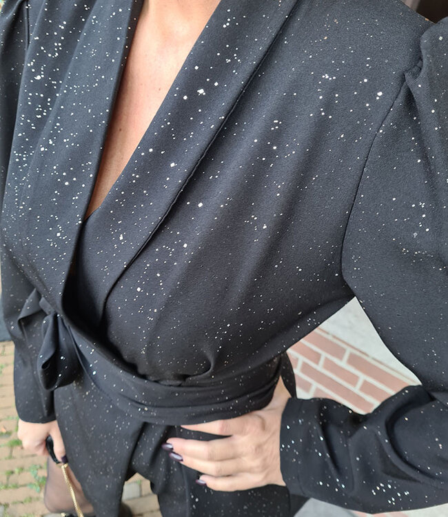 Playsuit met Ceintuur Glitter Zwart