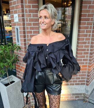 Oversized Ruffle Blouse Zwart