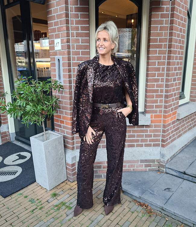 Luxe Sequin Blazer Donkerbruin
