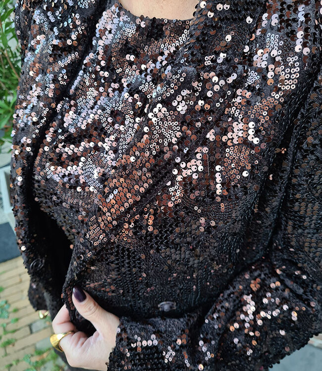 Luxe Sequin Blazer Donkerbruin