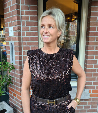 Luxe Sequin Top Donkerbruin