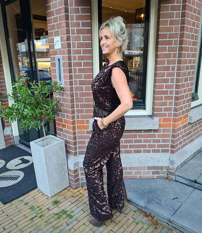 Luxe Sequin Top Donkerbruin