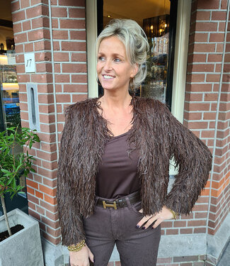 Franje Veren Vestje Donkerbruin