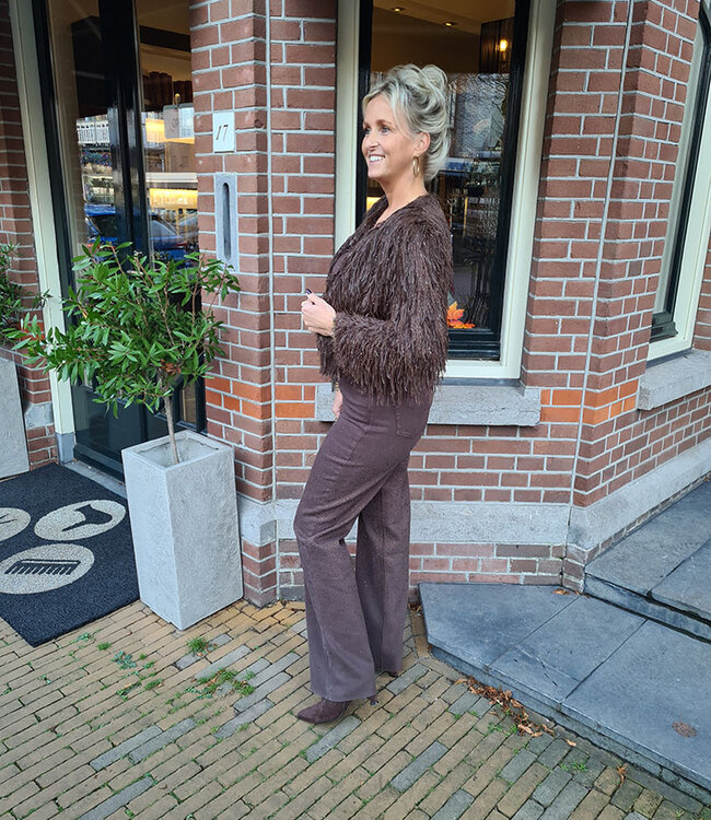 Franje Veren Vestje Donkerbruin