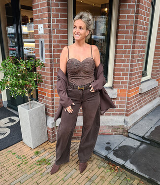 Body Strass Donkerbruin