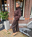 Oversized Knit Trui Wijde Mouw Donkerbruin