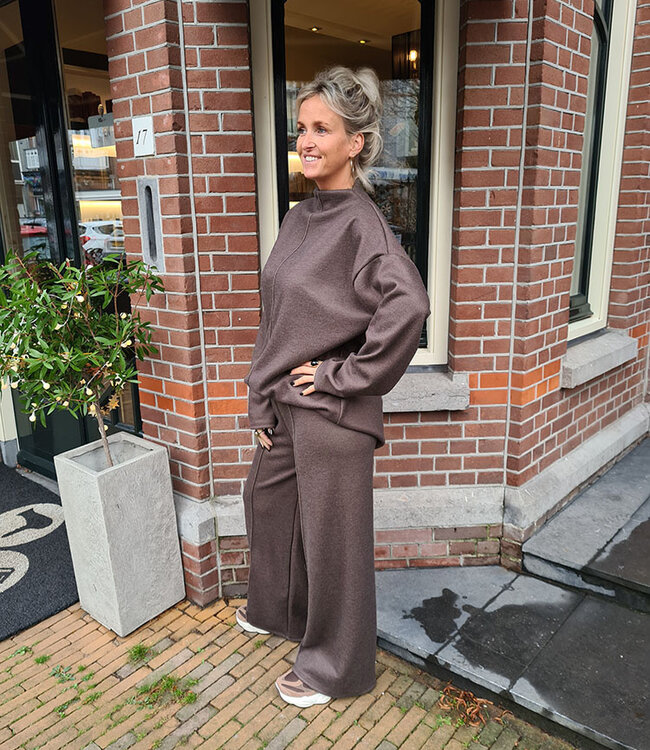 2-Delige Comfyset Opstaande Col Donkerbruin