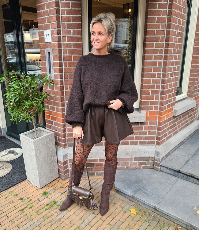 Ambika Fluffy Knit Trui Donkerbruin