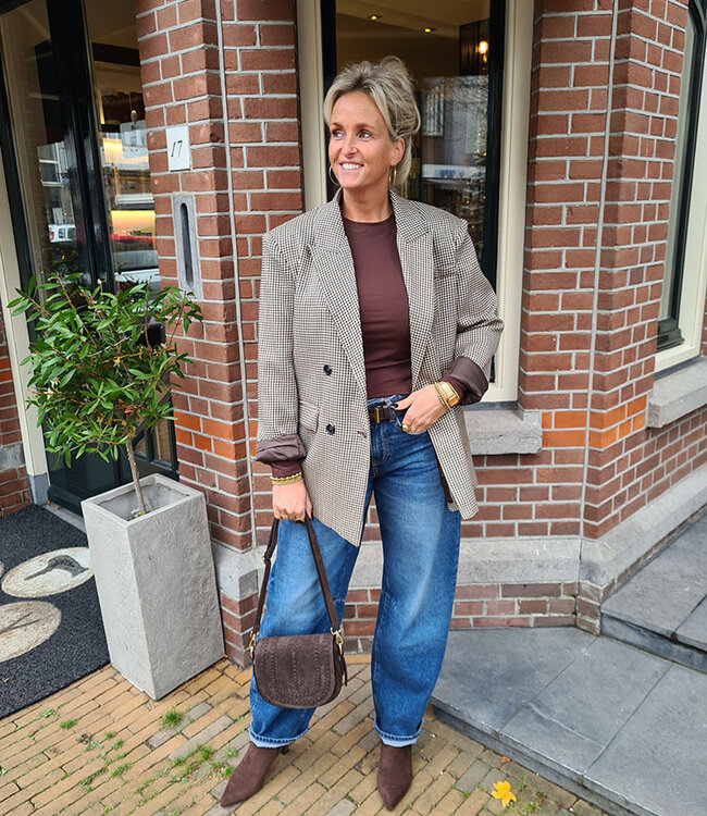 Oversized Ruiten Blazer Bruintinten