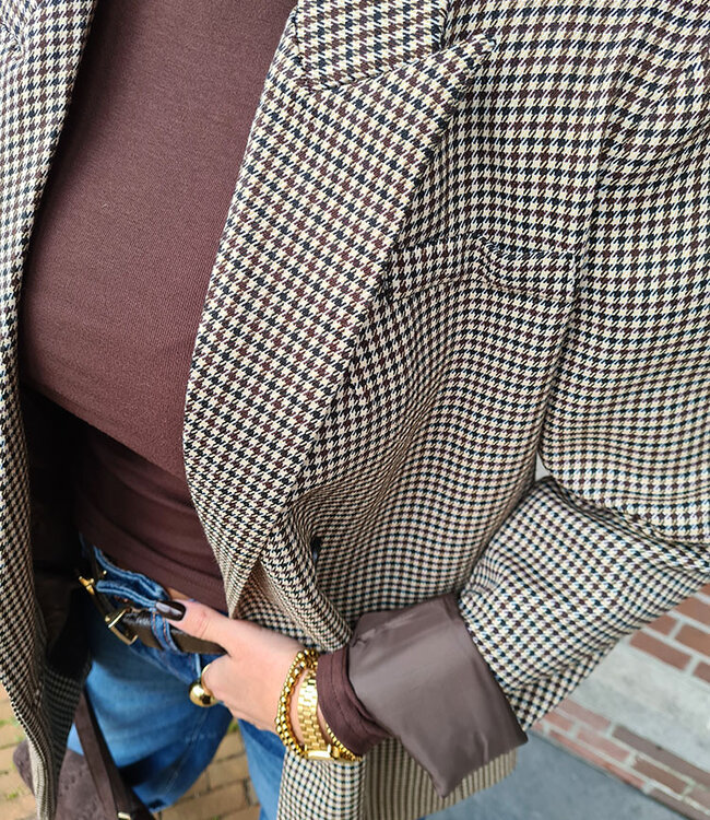 Oversized Ruiten Blazer Bruintinten