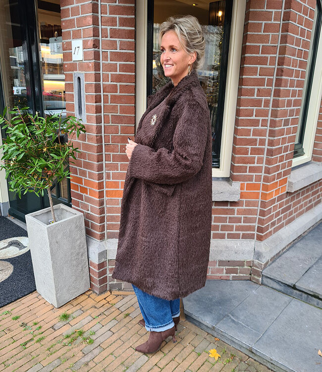 Hairy Lange Blazer/Mantel Donkerbruin