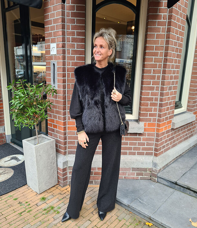 Faux Fur Gilet Zwart
