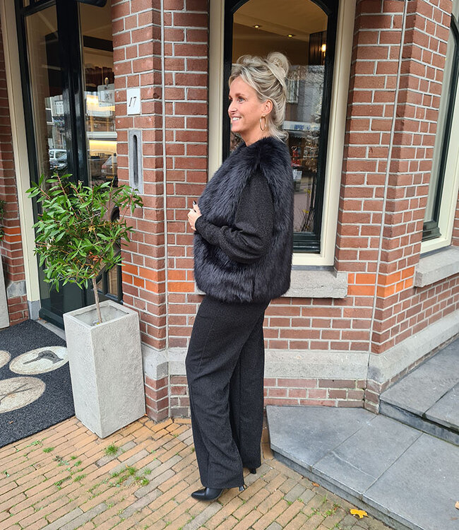 Faux Fur Gilet Zwart