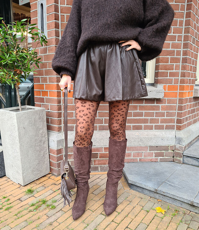 Lederlook Short/Rokje Donkerbruin