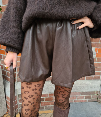 Lederlook Short/Rokje Donkerbruin