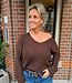 Lurex Vhals Trui Shimmer Donkerbruin