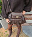 Lederen Mini Bag Franje Donkerbruin