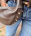 Lederen Bag (halve maan) met Studs Donkerbruin