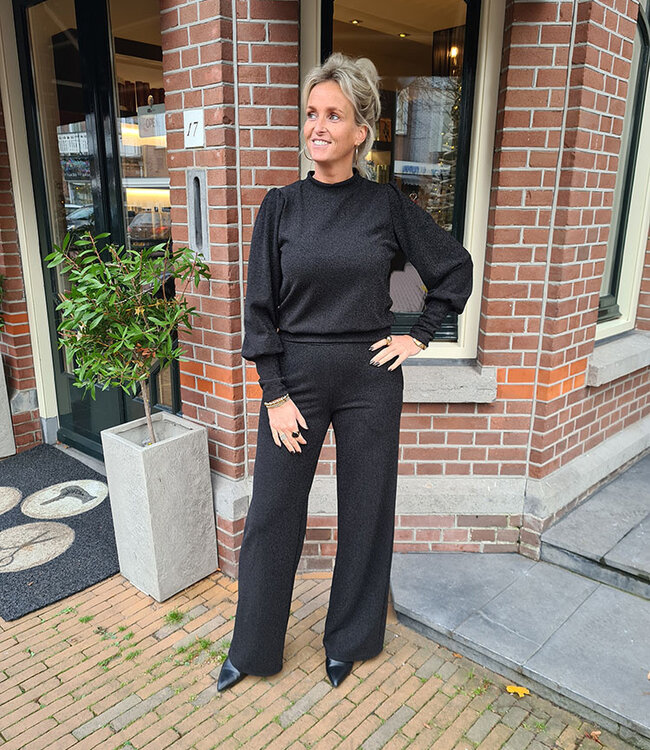Shimmer Lurex Longsleeve Zwart