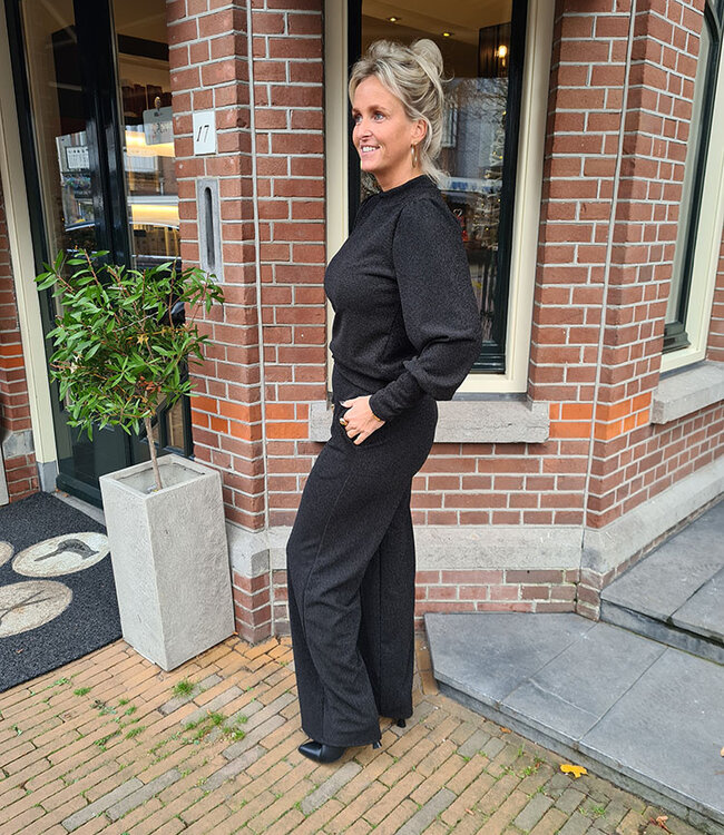 Shimmer Lurex Longsleeve Zwart