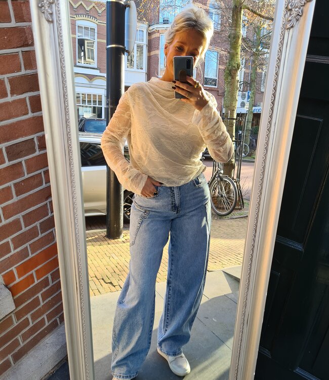 Lace Longsleeve met Ondertop Crème