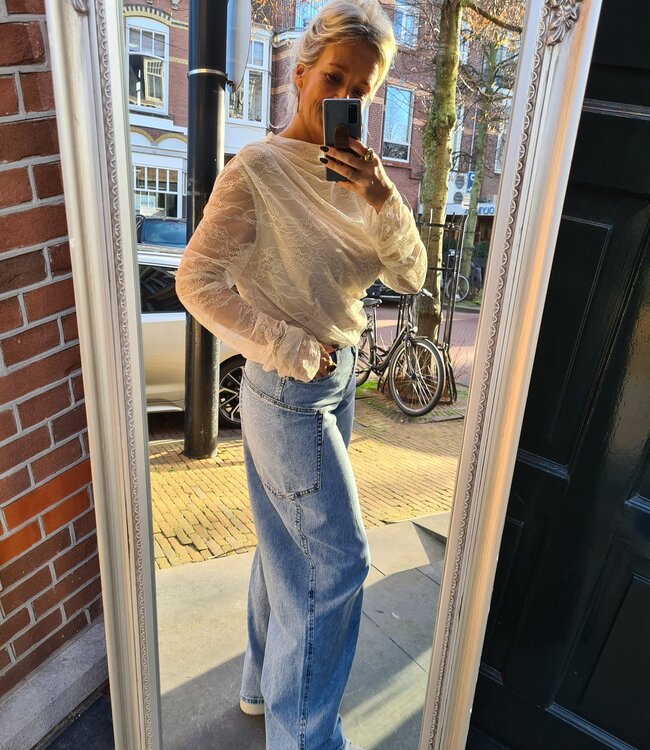 Lace Longsleeve met Ondertop Crème