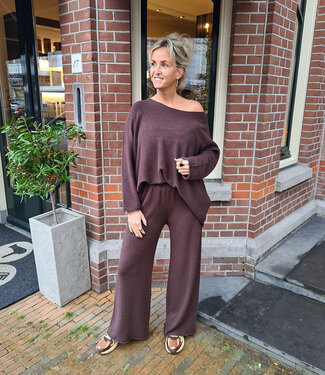 Oversized Knit Comfyset 2-delig Donkerbruin
