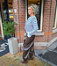Knit Ruffle Vestje Streep Lichtblauw