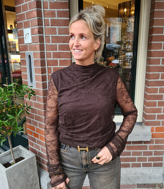 Lace Longsleeve met Ondertop Donkerbruin