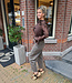 Longsleeve Mesh met Borduursels Donkerbruin
