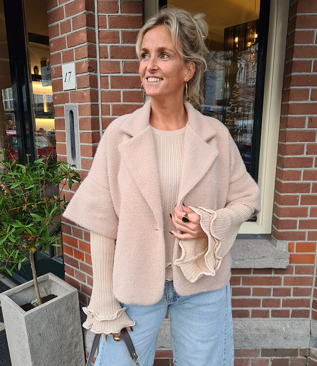 Kort Vestje Knit met Shimmer Crème