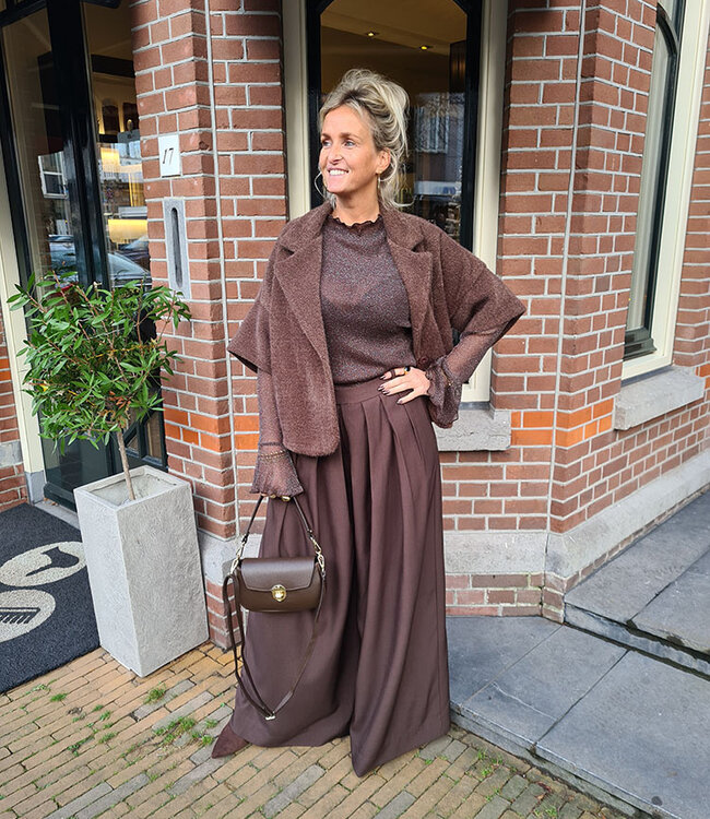 Kort Vestje Knit met Shimmer Bruin