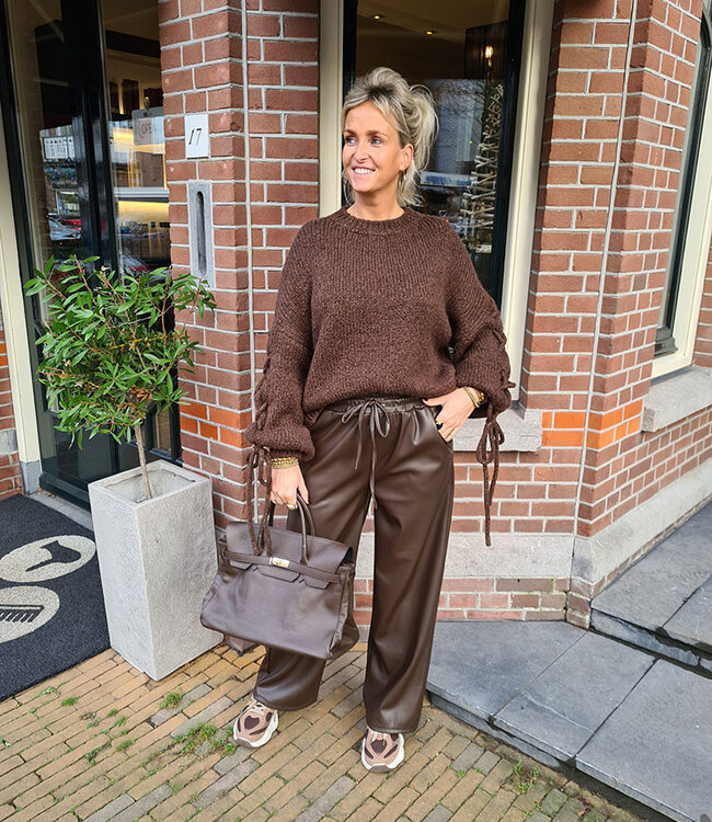 Ambika Knit Trui Gevlochten Arm Donkerbruin