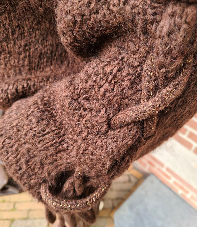 Ambika Knit Trui Gevlochten Arm Donkerbruin