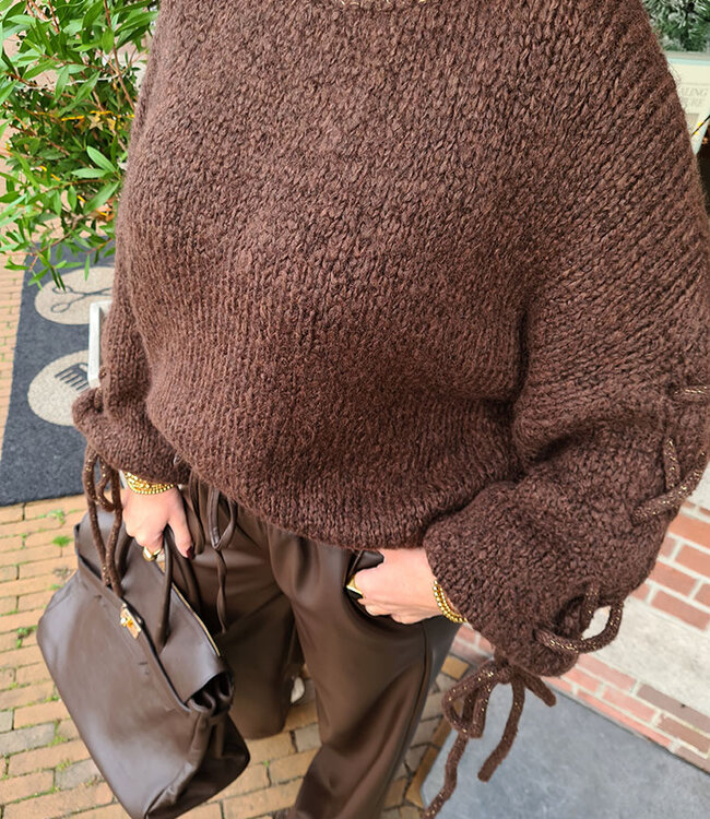 Ambika Knit Trui Gevlochten Arm Donkerbruin