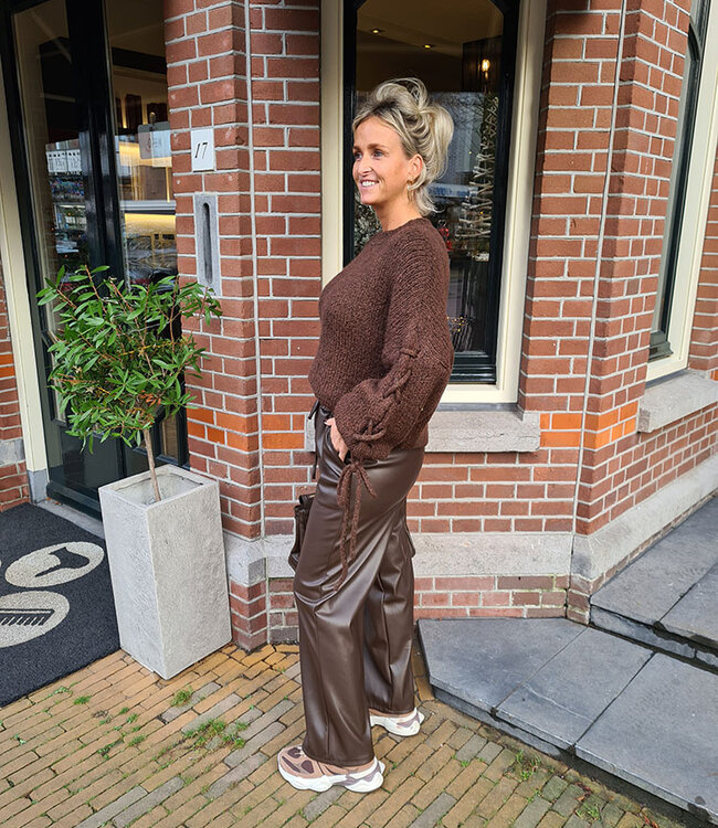 Ambika Knit Trui Gevlochten Arm Donkerbruin
