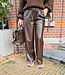 Comfy Lederlook Broek Donkerbruin