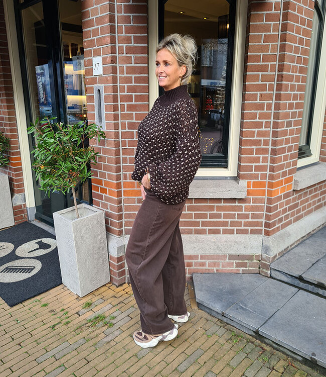 Trui Gemêleerd Donkerbruin/Beige