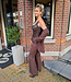 Lederlook Body met Studs Donkerbruin