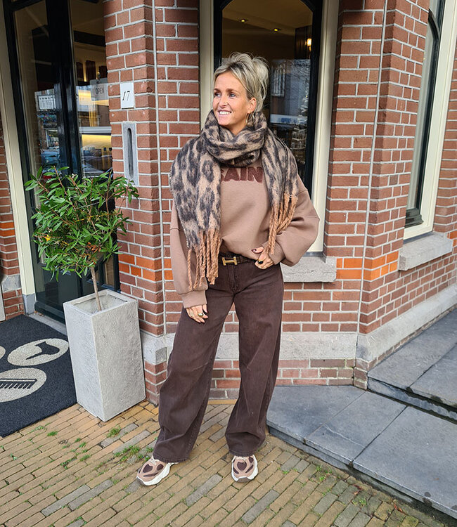 Shawl Leo Donkerbruin/ Zwart Gemêleerd