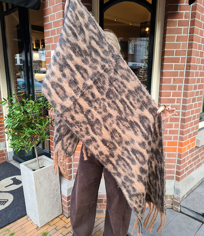 Shawl Leo Donkerbruin/ Zwart Gemêleerd