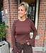 Knit Top Uitlopende mouw Donkerbruin